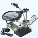 Station troisième main au soudage 5leds loupe à poser 2, 5x / 7, 5x / 10x lentille support avec pince ... Station troisième main au soudage 5leds loupe à poser 2, 5x / 7, 5x / 10x lentille support avec pince ...