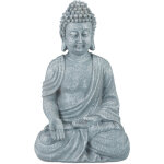 Statue de bouddha assise, 30 cm, figurine de d�co, polyr�sine, r�sistante aux intemp�ries & au gel, gris ...