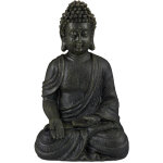 Statue de bouddha assise, 30 cm, figurine de d�co, polyr�sine, r�sistante aux intemp�ries & au gel, gris ...