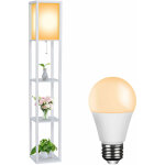 Puluomis - lampadaire bois lampe tagre e27 avec cadeau (ampoule 8w) - blanc