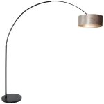 Steinhauer - sienna sparkled light lampadaire arc noir mat, velours taupe