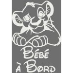 Sticker b�b� � bord simba ? autocollant voiture s�curit� ? blanc brillant