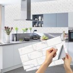 Stickers carrelage cuisine, 12 pices autocollant en tuile auto - adhsif sticker impermable en pvc ...