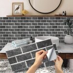 Stickers carrelage cuisine, 12 pi�ces autocollant en tuile auto - adh�sif sticker imperm�able en pvc ...