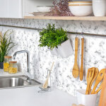 Sticker mural carrelage adh�sif cuisine salle de bain - 24 stickers carrelages effet marbre noir et blanc ...