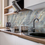 Sticker mural carrelage adh�sif cuisine salle de bain - 24 stickers carrelages marbre gris de sant antoni ...