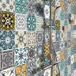 Sticker mural carrelage adh�sif cuisine salle de bain - 30 stickers carreaux de ciment manona - 30stickers15x1 ...