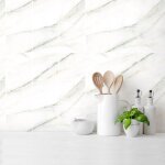 Sticker mural carrelage adhsif cuisine salle de bain - 9 stickers carreaux de ciment marbre blanc de ...