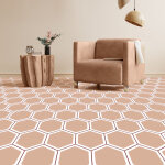 Stickers sol anti - d�rapant avec protection - carrelages formes hexagones blanc et brun - 1 sticker ...
