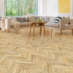 Stickers sol anti - d�rapant avec protection - sol imitation parquet chevrons bois clair - 1 sticker ...
