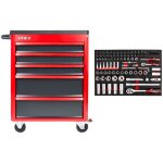 Stier servante d'atelierbasic + garnie 92 pcs, jeu de douilles 1 / 4 et 1 / 2 , 5 tiroirs, charge max. ...