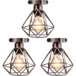 Stoex 3pcs plafonnier industriel en m�tal, suspension luminaire style vintage design forme cage diamant ...
