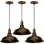 Stoex 3pcs suspension luminaire vintage m�tal 27cm, lustre plafonnier industriel lampes e27 corde ajustable ...