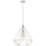 Stoex lustre suspension cage fer forme diamant 25cm, lampe suspendue vintage e27 eclairage pour salon ...