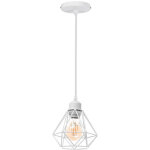 Stoex lustre suspension industriel en m�tal blanc , luminaire style vintage design forme cage diamant ...