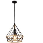 Stoex ? lustre suspension industrielle 25cm en forme de diamant ? corde de chanvre noir ? hauteur 25cm ...