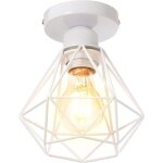 Stoex plafonnier industriel en m�tal, blanc suspension luminaire style vintage design forme cage diamant ...