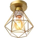 Stoex plafonnier industriel en m�tal, dor� suspension luminaire style vintage design forme cage diamant ...