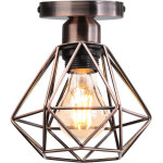Stoex plafonnier industriel en m�tal, laiton rouge suspension luminaire style vintage design forme cage ...
