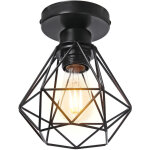 Stoex plafonnier industriel en m�tal, noir suspension luminaire style vintage design forme cage diamant ...