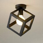 Stoex plafonnier industrielle retro en mtal cube fer noir, suspension luminaire pour salon chambre caf ...