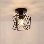 Stoex plafonnier industrielle retro en mtal cube fer noir, suspension luminaire pour salon chambre caf ...