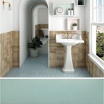 Eiffel art construction - carrelage sol / mur pose baton rompu chevron uni vert menthe mate stromboli ...
