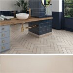 Eiffel art construction - carrelage sol / mur pose baton rompu chevron uni beige mate stromboli beige ...