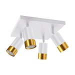 Struhm - plafonnier 4 spots orientables carré blanc et or pour ampoule gu10 - silamp Struhm - plafonnier 4 spots orientables carré blanc et or pour ampoule gu10 - silamp