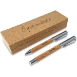Stylo bille & critérium + Étui personnalisés par gravure · liège · cadeau maîtresse fin d'année Stylo bille & critérium + Étui personnalisés par gravure · liège · cadeau maîtresse fin d'année