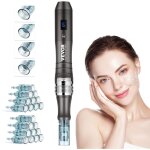 Stylo de microneedling visage 20 aiguilles jetables, stylo derma electrique professionnel appareil de ...