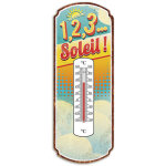 Thermomtre dco en mtal jaune et bleu 25 cm