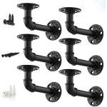 Support �tag�re industriel tuyau, 4pcs supports pour �tag�re industrielle vintage avec brides 17 12 8. ...