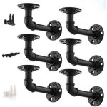 Support �tag�re industriel tuyau, 4pcs supports pour �tag�re industrielle vintage avec brides 17 12 8. ...