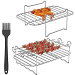Crea - support de friteuse  air 2 pices pour friteuse  double air ninja, avec btons de barbecue