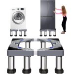 Support machine a laver avec 8 pieds, socle machine a laver, largeur r�glable 40 - 60cm, avec 4 pieds ...