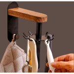 Support mural auto - adh�sif couleur noyer pour ustensiles de cuisine pour suspendre casseroles et po�les, ...