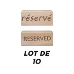 Support de table double face  rserv - reserved  en bois brut dimensions 3, 7 x 8 x 2, 3 cm - lot de ...