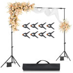 Support toile de fond 213 x 300 cm, kit support fond photo reglable, en acier au carbone, portable, avec ...