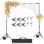 Support toile de fond 260 x 300 cm, kit support fond photo reglable, en acier au carbone, portable, avec ...