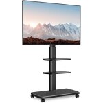 Support tv roulettes avec pied en bois de 20 mm pour tv de 32 � 70 pouces, support tv sur pied 6 r�glables ...