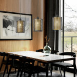 Suspension, 3 flammes, suspension, noir, lampe de salle � manger, r�glable en hauteur, m�tal dor�, 3x ...