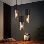 Suspension 3 flammes en verre - led ronde lampe  suspendre noir lampes de table e27 mtal abat - jour ...