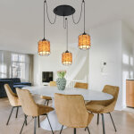 Suspension à 3 lampes, abat - jour, lampe suspendue aspect bois, lampe de salon à régler, métal plastique, ... Suspension à 3 lampes, abat - jour, lampe suspendue aspect bois, lampe de salon à régler, métal plastique, ...