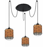 Suspension à 3 lampes, abat - jour, lampe suspendue aspect bois, lampe de salon à régler, métal plastique, ... Suspension à 3 lampes, abat - jour, lampe suspendue aspect bois, lampe de salon à régler, métal plastique, ...