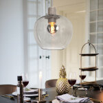 Suspension argent lampe de salon moderne table  manger suspension, abat - jour en verre rtro rglable ...