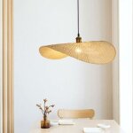 Suspension en bambou rotin tiss� loft pays lustre chapeau lampe suspendue r�glable en hauteur �clairage ...