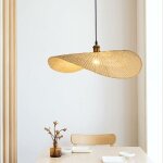 Suspension en bambou rotin tiss� loft pays lustre chapeau lampe suspendue r�glable en hauteur �clairage ...