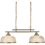 Suspension bistro ii - 2l barre m�tal laiton antique avec verre prismatique amplificateur holophane e27 ...