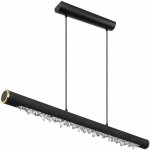 Suspension bois rustique led suspension salle  manger bois clair avec tentures en cristal, mtal acrylique ...